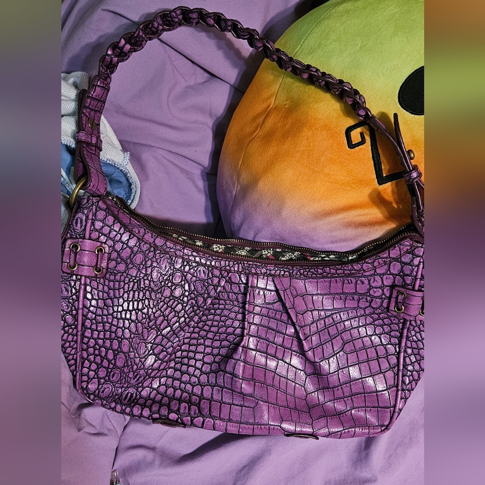 Jessica Simpson Purple Croc Shoulder Handbag